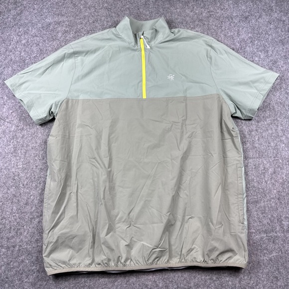 Random Golf Club 1/4 Zip Pullover 2XL Green Windbreaker Shirt Pockets Mens